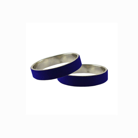 Blue Plain Metal Bangle With Extra Large Size (Pack Of 2) (sku-ban5424)