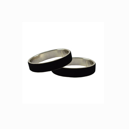 Black Plain Metal Bangle With Extra Large Size (Pack Of 2) (sku-ban5427)