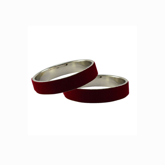Maroon Plain Metal Bangle With Extra Large Size (Pack Of 2) (sku-ban5429)