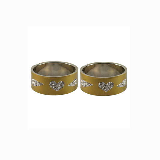 Golden Stone Stud Metal Bangle (Pack Of 2) (sku-ban5479)