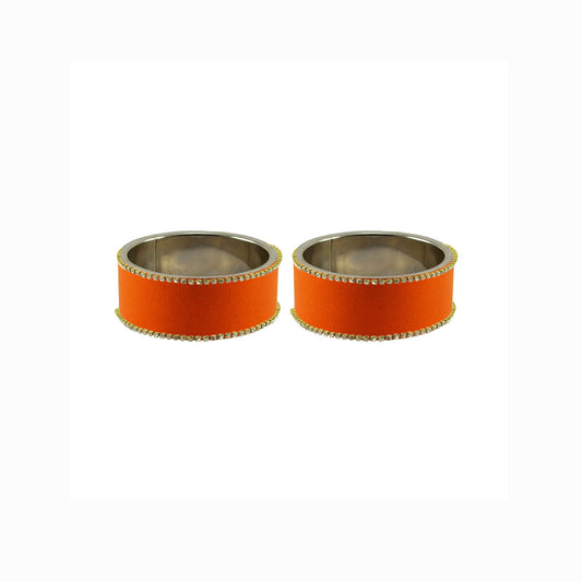 Orange Plain Brass Bangle (Pack Of 2) (sku-ban5591)