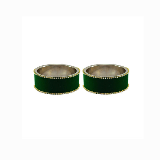 Green Plain Brass Bangle (Pack Of 2) (sku-ban5593)