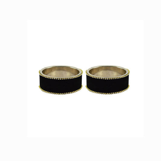 Black Plain Brass Bangle (Pack Of 2) (sku-ban5595)