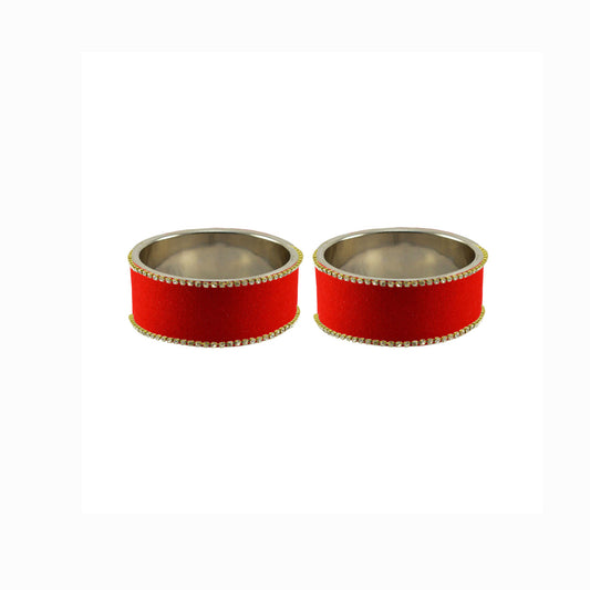 Red Plain Brass Bangle (Pack Of 2) (sku-ban5599)