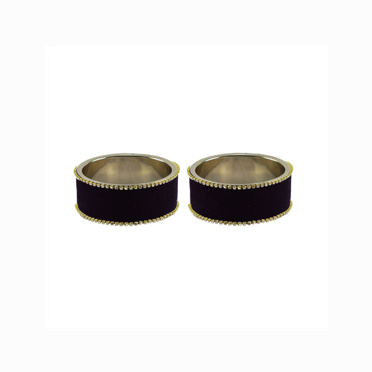 Black Plain Brass Bangle (Pack Of 2) (sku-ban5602)
