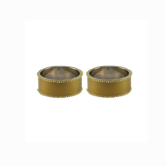 Golden Plain Brass Bangle (Pack Of 2) (sku-ban5605)