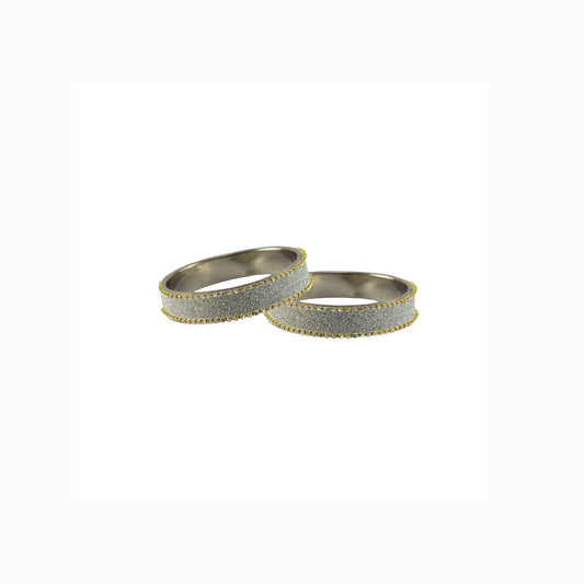 White Stone Stud Metal Bangle With Extra Large Size (Pack Of 2) (sku-ban5620)