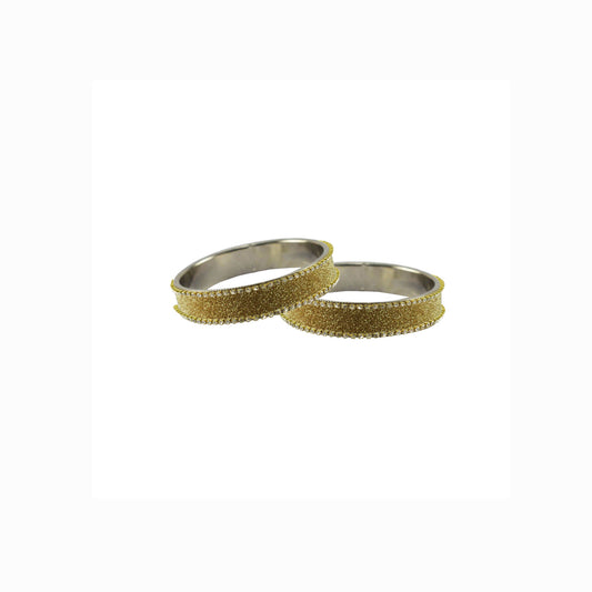 Golden Stone Stud Metal Bangle With Extra Large Size (Pack Of 2) (sku-ban5621)