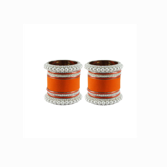Orange Moti Brass Bangle set (Pack Of 18) (sku-ban5958)