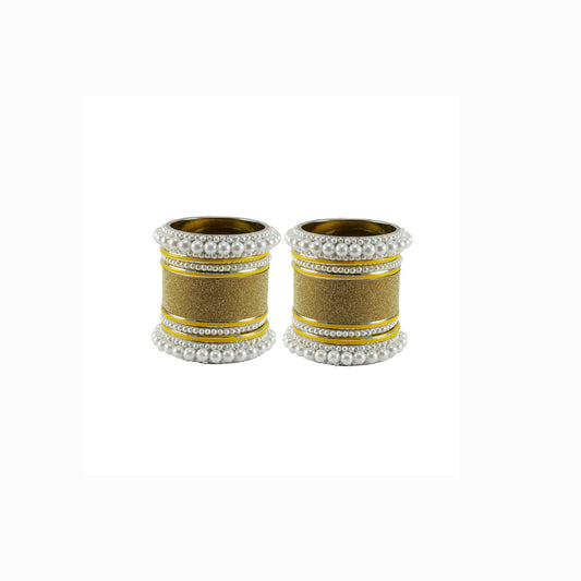 Golden Moti Brass Bangle set (Pack Of 18) (sku-ban5960)