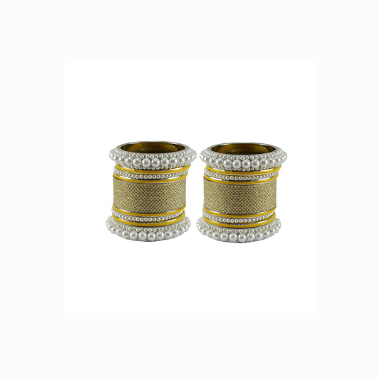 Golden Moti Brass Bangle set (Pack Of 18) (sku-ban5961)