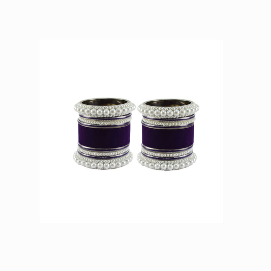 Purple Moti Brass Bangle set (Pack Of 18) (sku-ban5962)