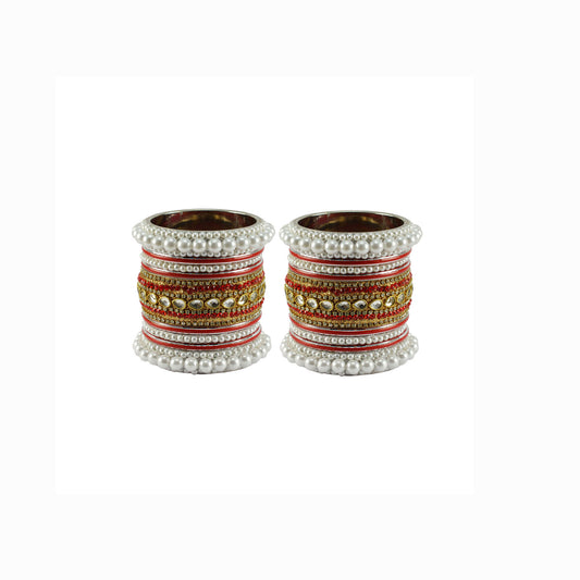 Golden Stone Stud Brass Bangle set (Pack Of 18) (sku-ban5969)