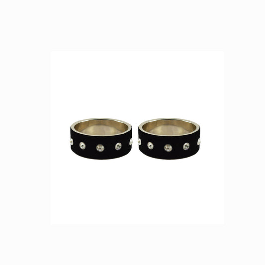 Black Stone Stud Metal Bangle (Pack Of 2) (sku-ban6152)
