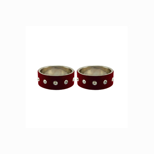 Maroon Stone Stud Metal Bangle (Pack Of 2) (sku-ban6153)