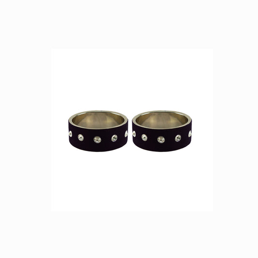 Black Stone Stud Metal Bangle (Pack Of 2) (sku-ban6157)