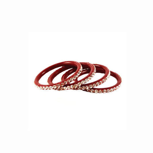 Red Stone Acrylic Bangle With Extra Large Size (Pack Of 4) (sku-ban895)