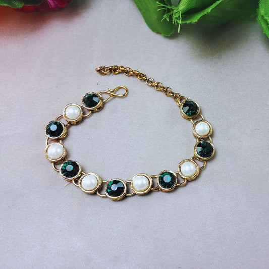 Golden Stone Stud Brass Bracelet Pack Of-1 (sku-bans29706)