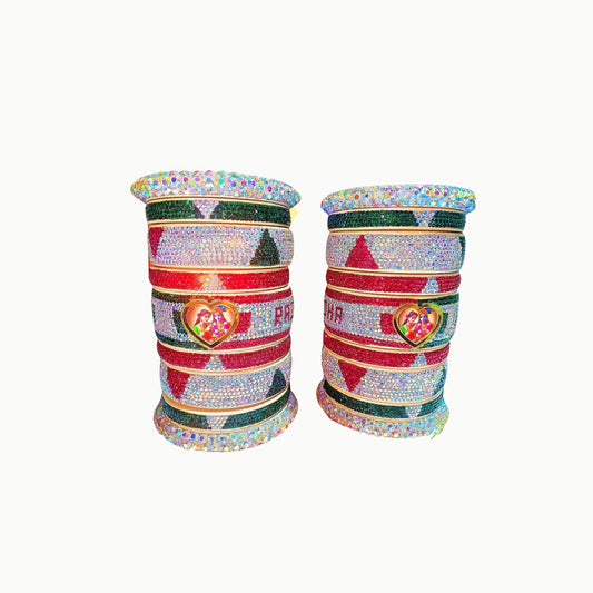 Print Your Name and photo on Bangle Pack Of -18 (sku-bans29717) (15+A)