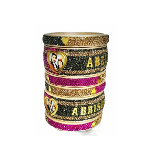 Print Your Name and photo on Bangle Pack Of -6 (sku-bans29732) (4+A)
