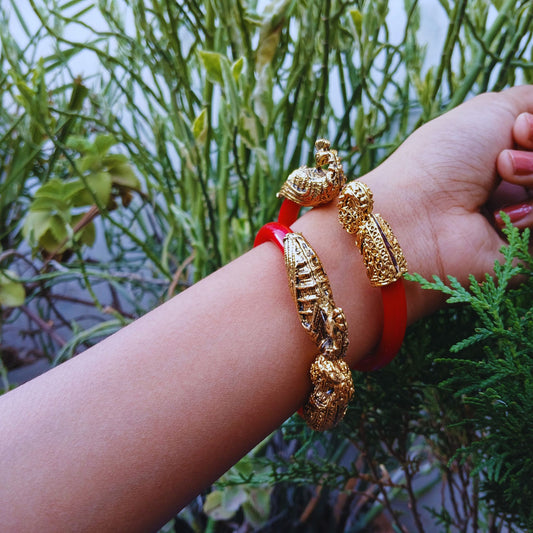 Acrylic,Brass Red Plain Bangle (sku-bans29734)