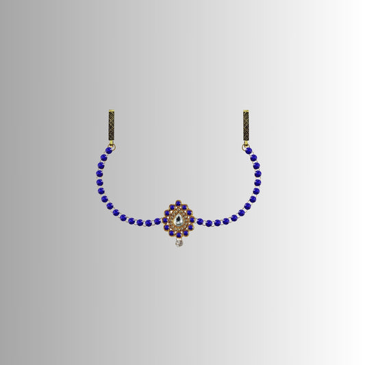 Blue Stone Stud-Gold Platted Brass Waist Belt Pack Of-1 (sku-bro337)