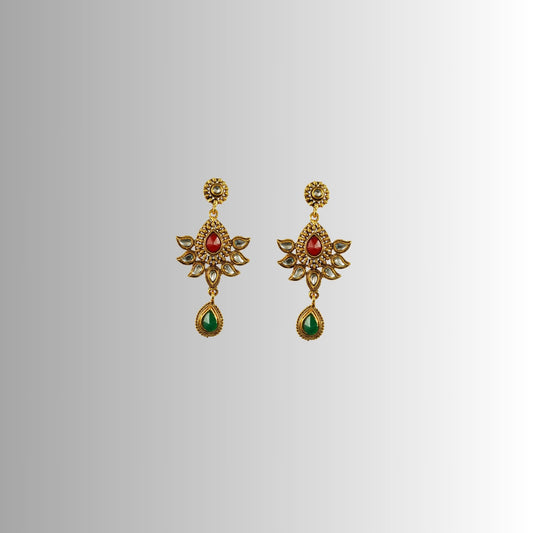 Golden Stone Stud-Gold Platted Brass Earring Pack Of-2 (sku-ear632)