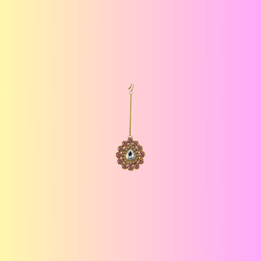 Golden Stone Stud-Gold Platted Brass Mang Tika Pack Of-1 (sku-man219)