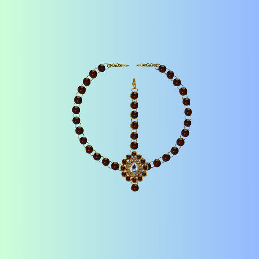 Copper Stone Stud-Gold Platted Brass Tika Set Pack Of-1 (sku-man314)