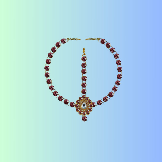 Jamani Stone Stud-Gold Platted Brass Tika Set Pack Of-1 (sku-man319)
