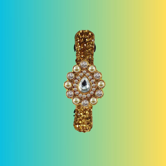 Golden Stone Stud-Gold Platted Brass Bakal Pack Of-1 (sku-man329)
