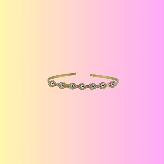 Golden Stone Studd Brass Hair Band Pack Of-1 (sku-man605)