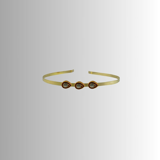 Golden Stone Studd Brass Hair Band Pack Of-1 (sku-man733)
