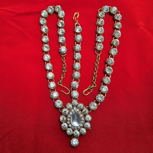 Stone Stud Golden Brass Matha Patti Pack Of-1 (sku-mans833)