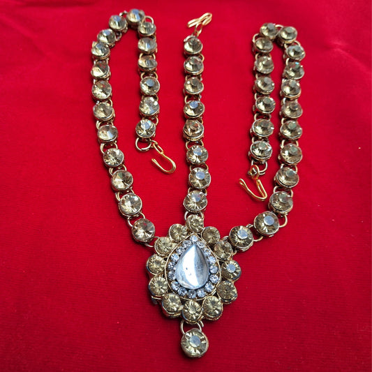 Stone Stud Golden Brass Matha Patti Pack Of-1 (sku-mans834)