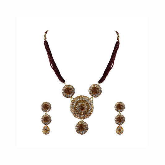 Multi Stone Stud-Pure Lakh Brass Pendant Set Pack Of-3 (sku-nec1133)