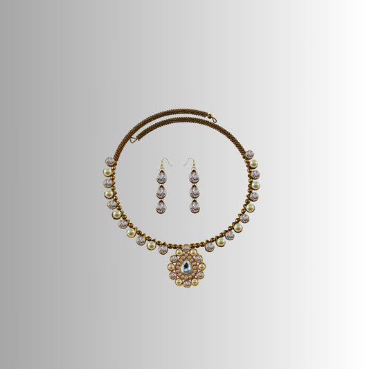 Multi Stone Stud-Gold Platted Brass Hasli (Necklace) Pack Of-3 (sku-nec1911)