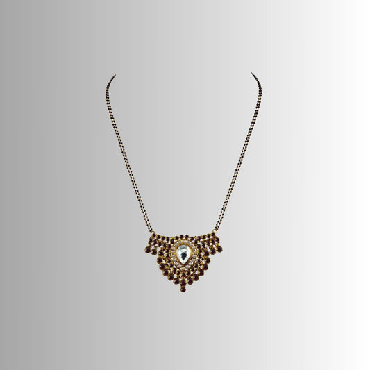 Golden Stone Stud-Gold Platted Brass Mangalsutra Pack Of-1 (sku-nec2923)