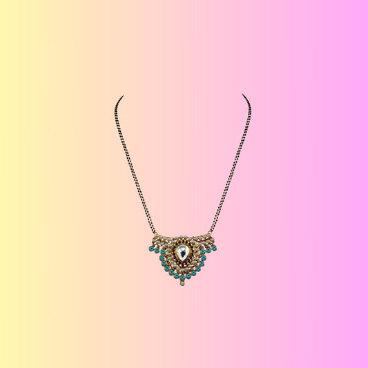 Golden Stone Stud-Gold Platted Brass Mangalsutra Pack Of-1 (sku-nec2938)