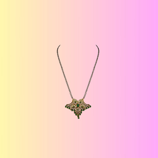 Golden Stone Stud-Gold Platted Brass Mangalsutra Pack Of-1 (sku-nec3023)