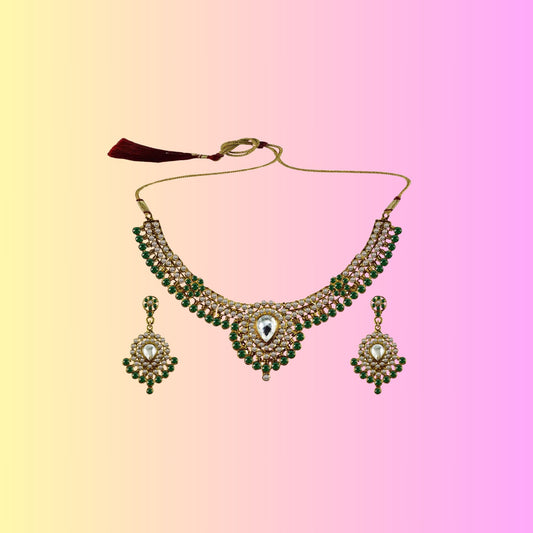 Multi Stone Stud-Gold Platted Brass Necklace set Pack Of-3 (sku-nec3102)