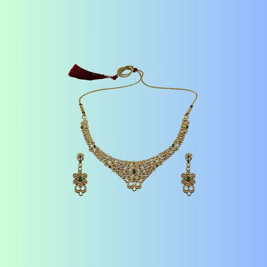 Multi Stone Stud-Gold Platted Brass Necklace set Pack Of-3 (sku-nec3147)