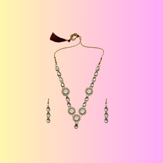 Golden Stone Stud-Gold Platted Brass Necklace set Pack Of-3 (sku-nec3157)