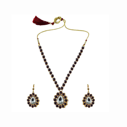 Jamani Stone Stud-Gold Platted Brass Pendant Set Pack Of-3 (sku-nec790)