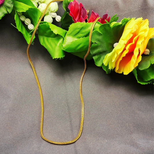 Golden Plain Brass Chain Pack Of-1 (sku-necs6431)