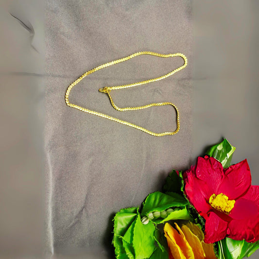 Golden Plain Brass Chain Pack Of-1 (sku-necs6433)
