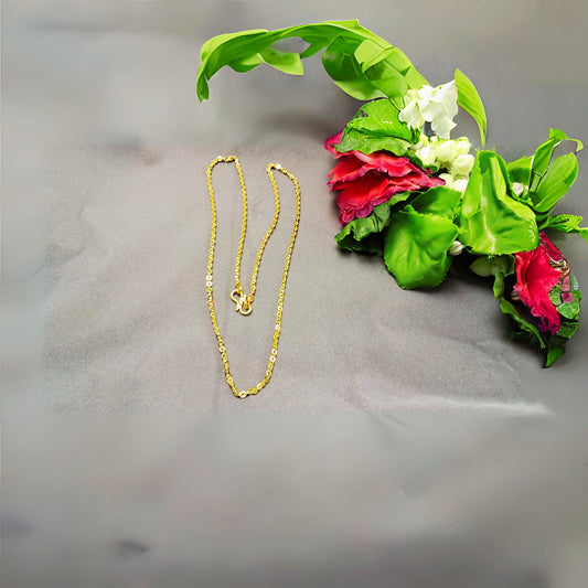 Golden Plain Brass Chain Pack Of-1 (sku-necs6435)