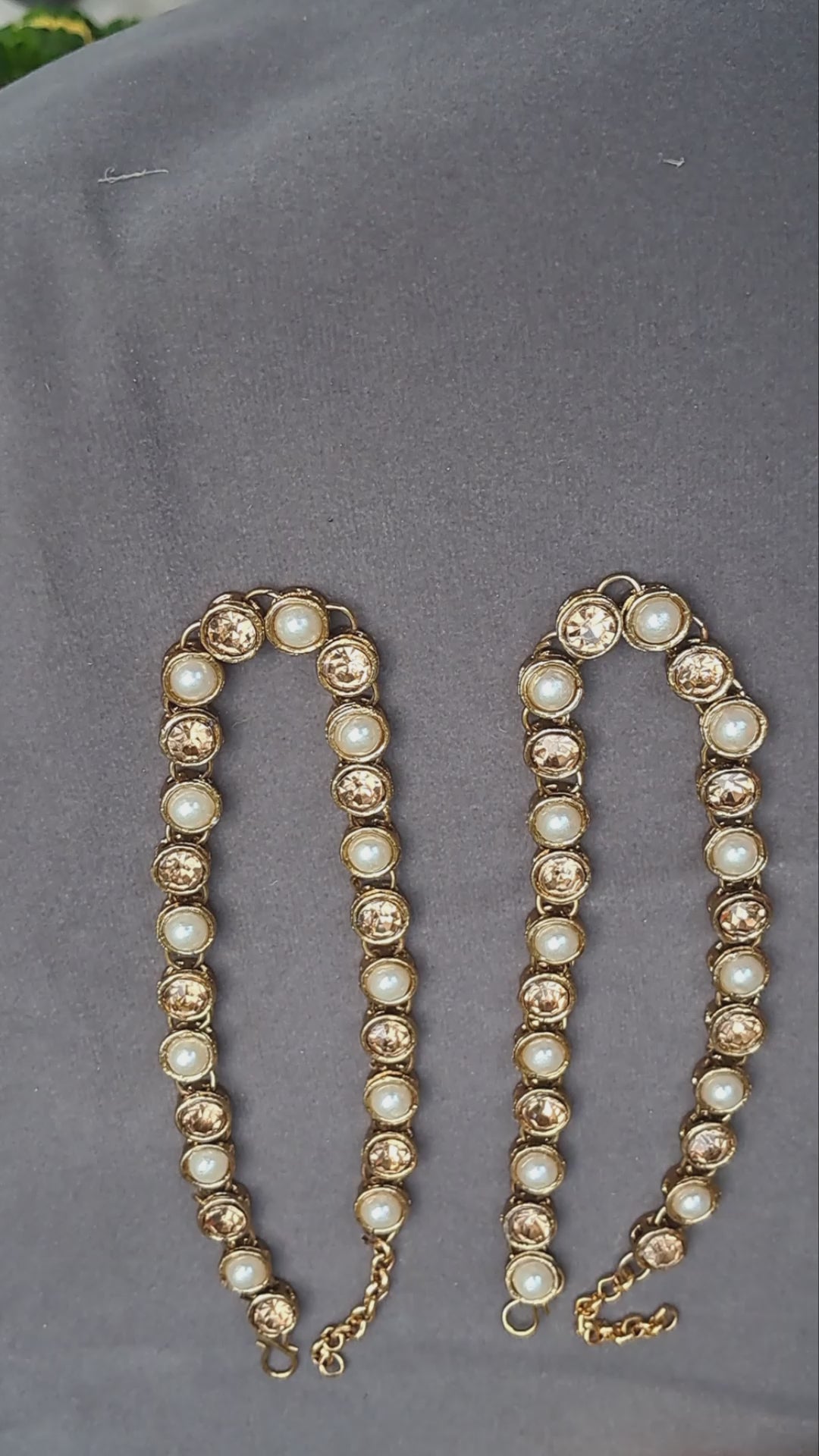 Multi Stone Stud Brass Anklet Pack Of-2 (sku-anks338)