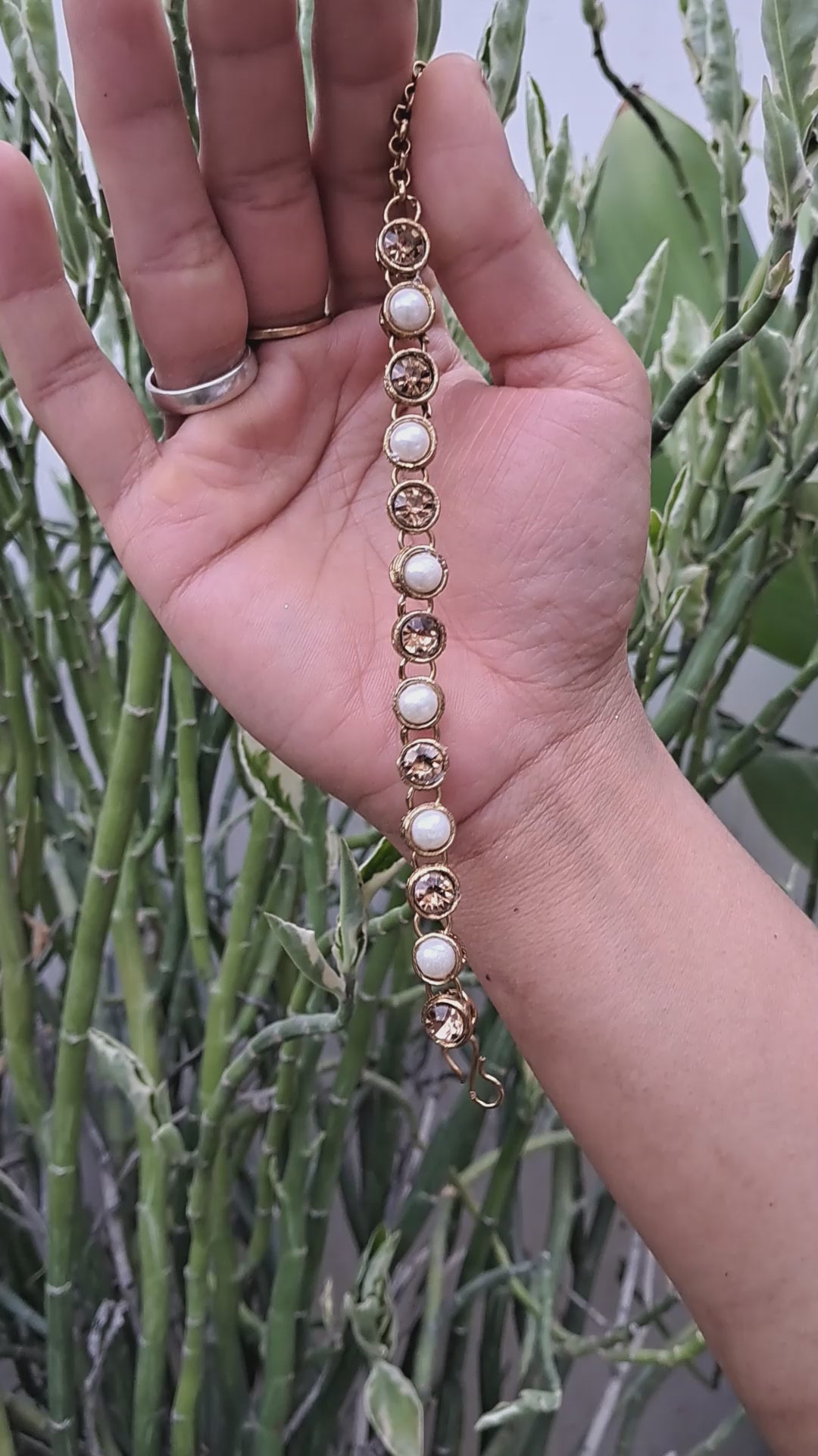 Golden Stone Stud Brass Bracelet Pack Of-1 (sku-bans29707)