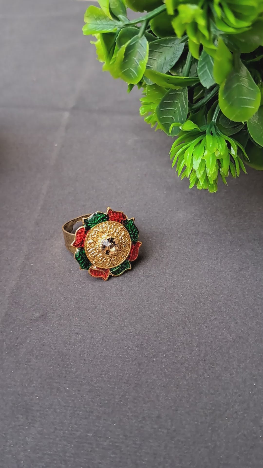 Golden Stone Stud Brass Ring Pack Of-1 (sku-rins249)